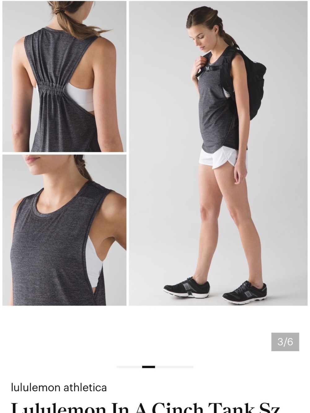lululemon athletica Dark Gray Cinch-Back Performance Tank
